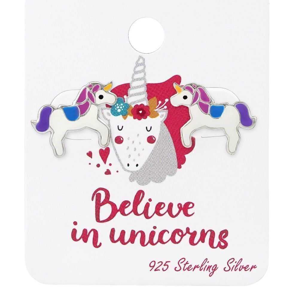 Children’s Silver Unicorn Ear Studs with Epoxy